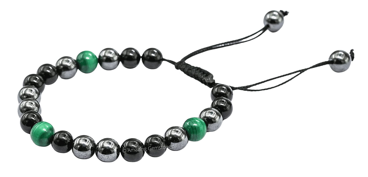Amazing Gemstone Cancer Fighter Bracelets - Malachite Hematite Black Tourmaline Bracelet Set for Men Women Healing Crystal Gifts for Breast, Lung, Bowel, Prostate Cancer