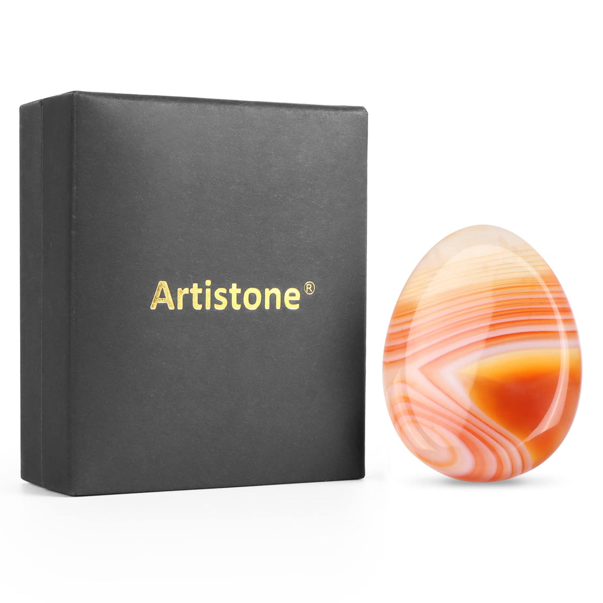 Artistone Red Carnelian Agate Crystal Thumb Worry Stone Hand Carved Healing Crystal Pocket Stone for Anxiety, Stress Relief, Meditation Reiki, Teardrop Shaped