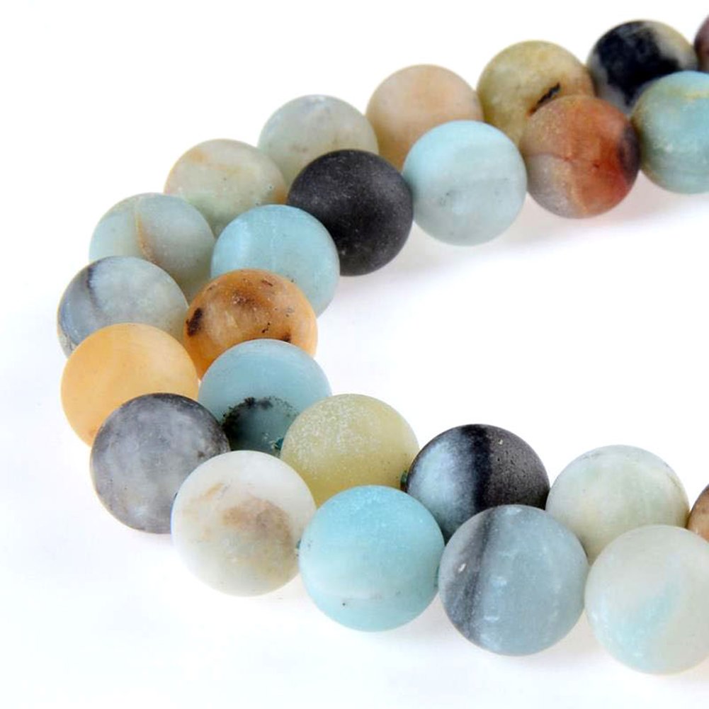 PLTbeads Natural Gemstone Loose Beads Matte Approxi 15.5 inch DIY Bracelet Necklace for Jewelry Making (6mm, Matte Colorful Amazonite)