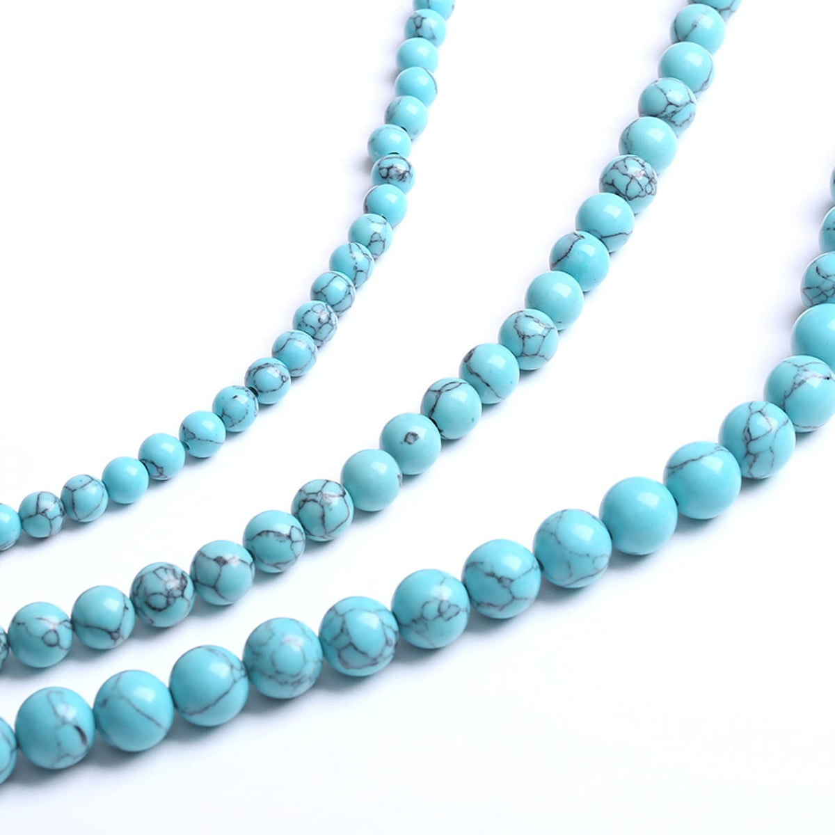 32PCS 12MM Blue Turquoise Round Loose Beads Natural Gemstone Beads for Jewelry Making DIY Bracelet Necklace 15"