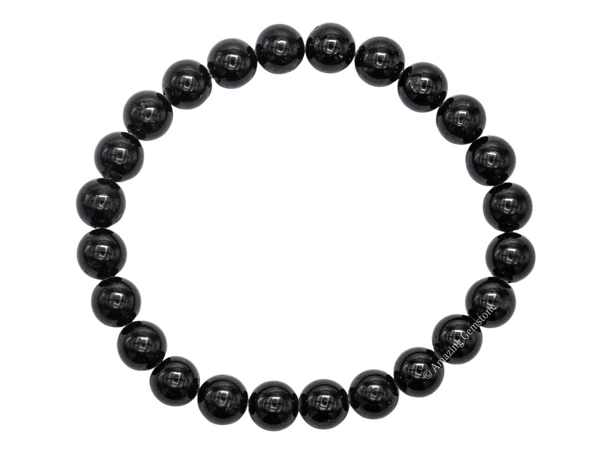 Amazing Gemstone Black Tourmaline Bracelet for Women Men's Gifts - Protection Healing Crystal Bracelet - 8mm Beaded Stretchable Bracelet Pulseras Para Hombres Mujer Stocking Stuffers (Regular)