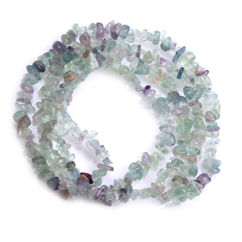 HAAMIIQII 5-8mm Natural Fluorite Chips Beads Irregular Chip Stones Loose Gemstone Beads Energy Healing Beads for Jewelry Making Strand 30 Inch