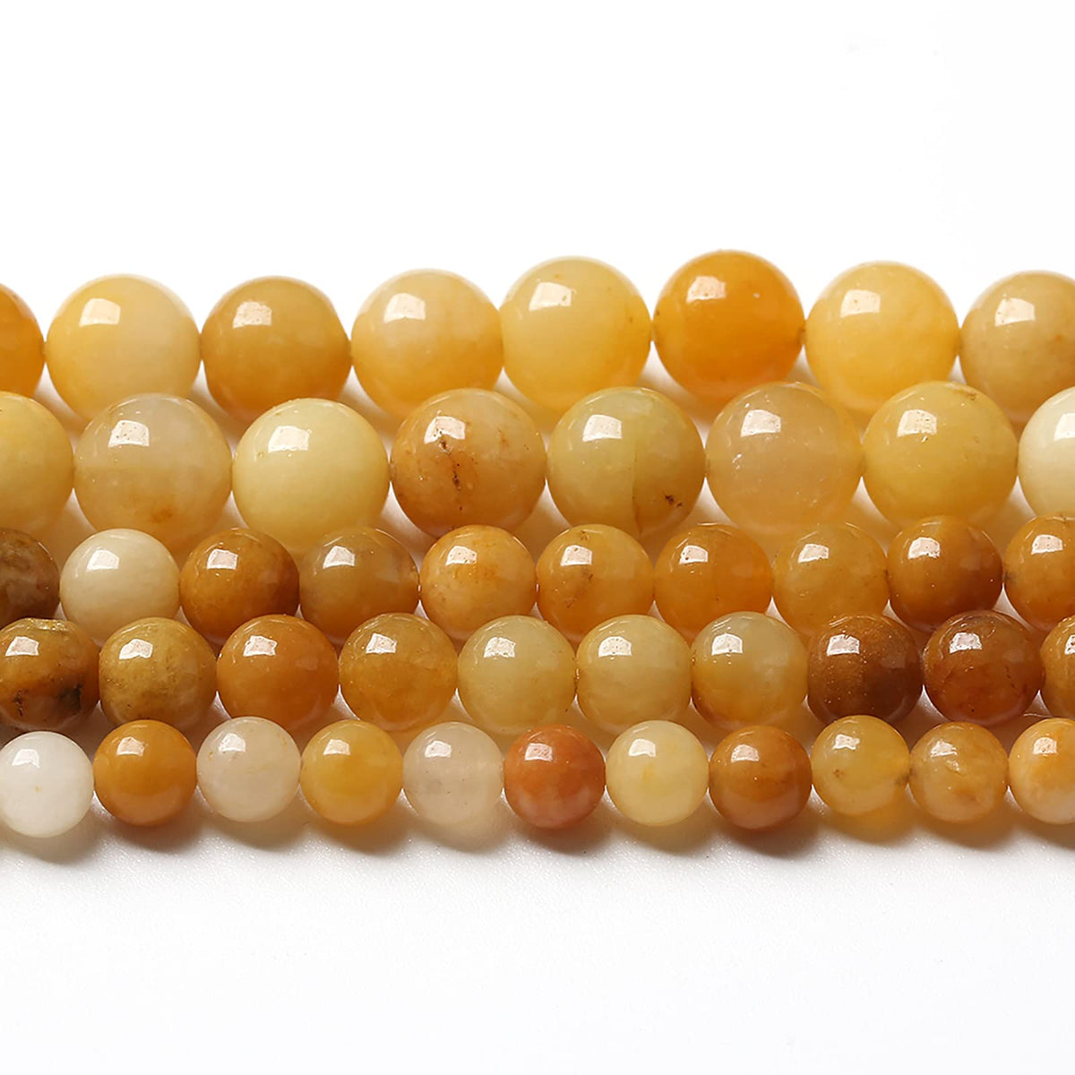 90PCS 8mm 45pcs Natural Yellow Aventurine Jade Beads Round Loose Beads Energy Crystal Healing Power Gemstone for Jewelry Making DIY Bracelet 32" 2 Strands