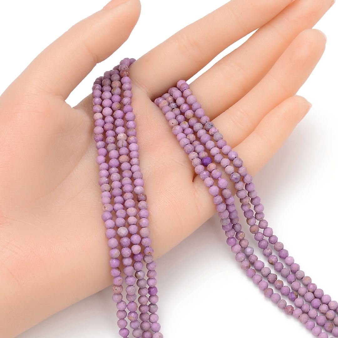 Adabele 30 Inch Natural Purple Phosphosiderite Healing Gemstone 4mm (0.16 Inch) Tiny Small Faceted Round Loose Beads Stone Spacer (200-220pcs) for Craft Jewelry Making GK4-25