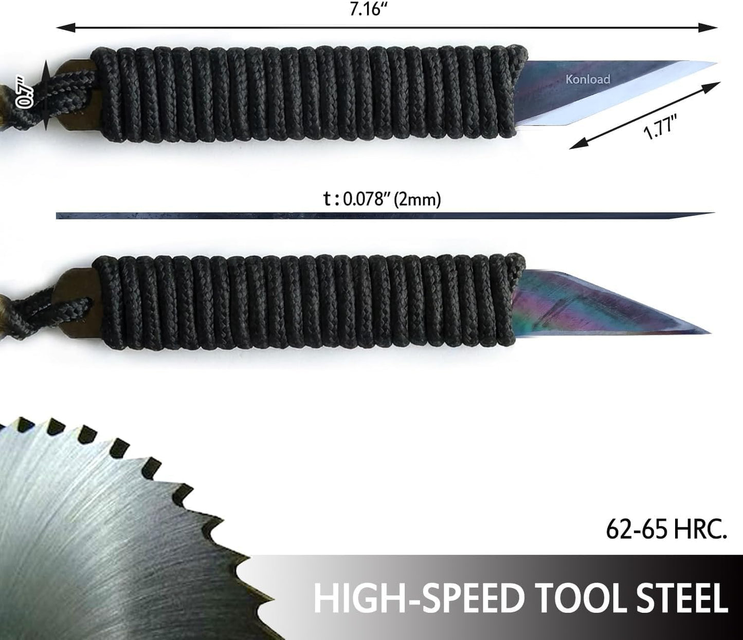 Konload Kiridashi Knife Right Hand for Woodworking, Marking, Scribing, Carving, Whittling, Professional Handmade Kiridashi Knife-Black