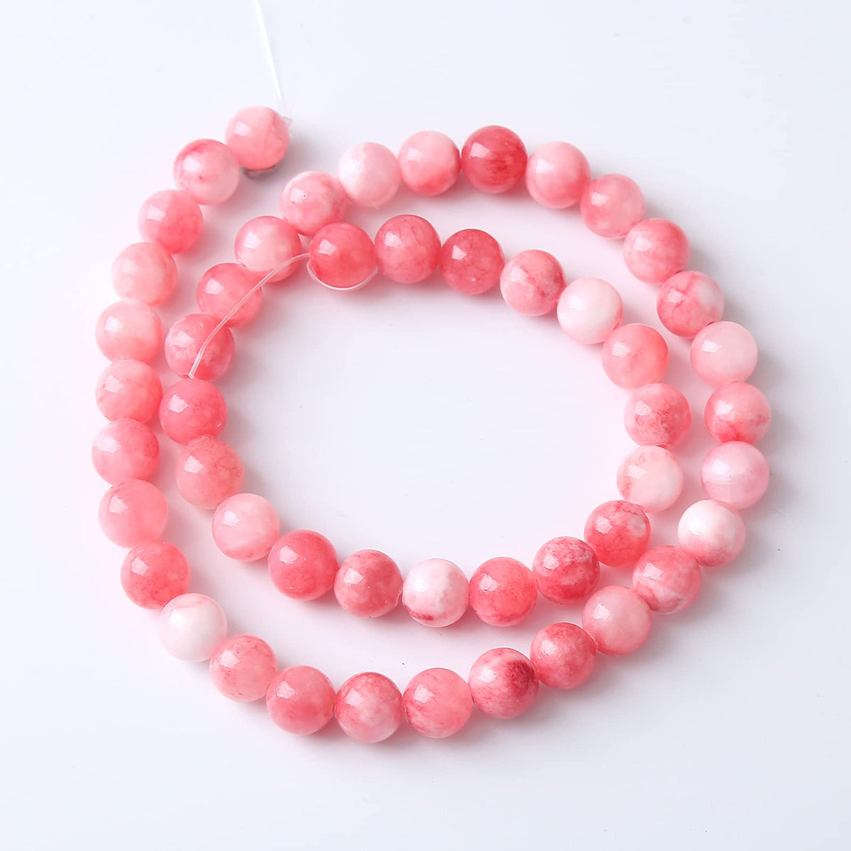 60pcs 6mm Natural Pink White Persian Jade Gemstone Beads Round Loose Spacer Beads for Jewelry Making DIY Bracelets Necklaces 15" (Pink Persian Jade, 6mm)