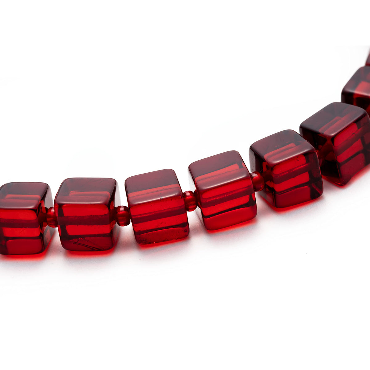 Amber by Mazukna Natural Red Baltic Amber Bracelet for Women and Men – Stretch Wristband with Polished Cube Beads, Lightweight Unisex Jewelry Gift for Daily and Casual Wear (Red)