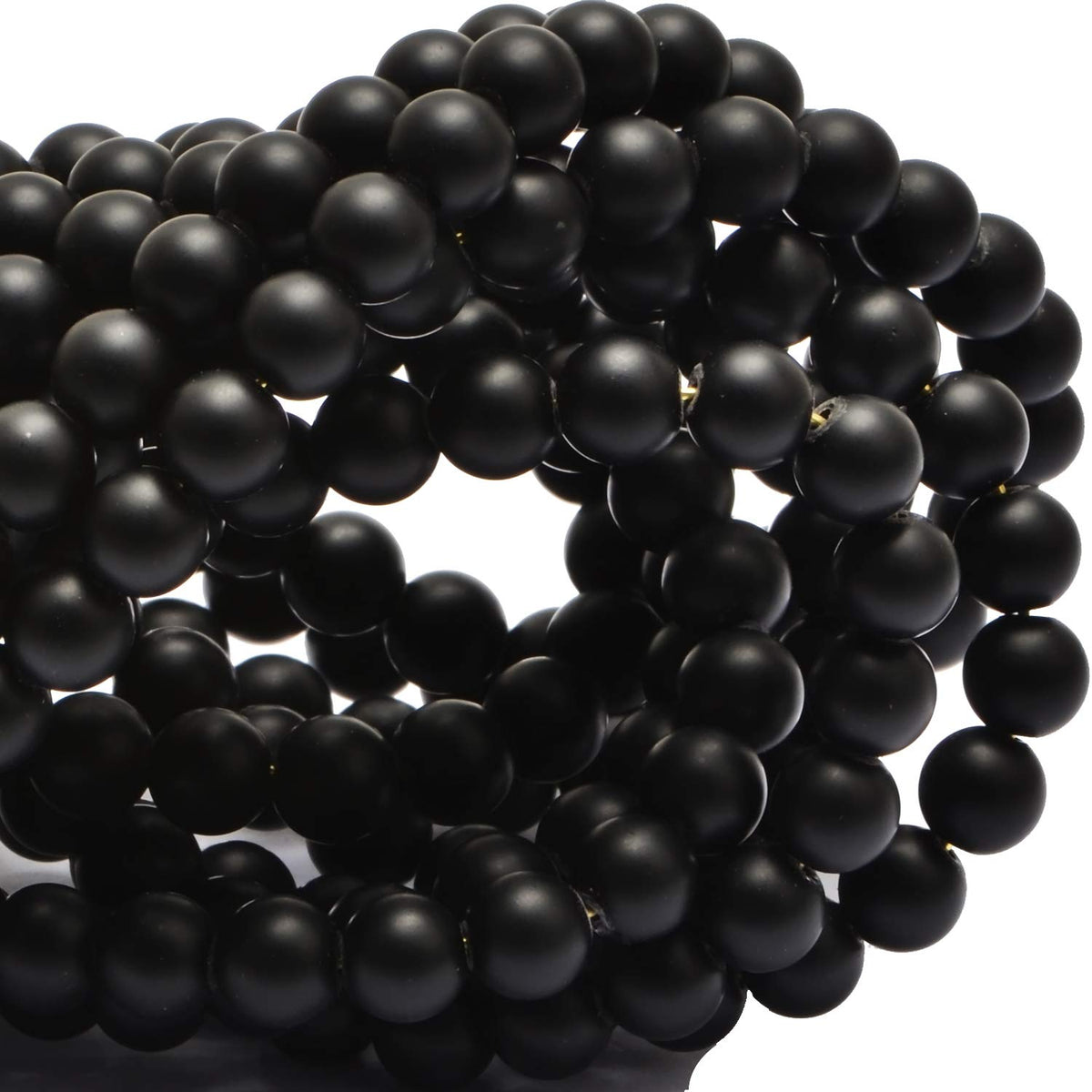 80Pcs Natural Crystal Beads Stone Gemstone Round Loose Energy Healing Beads with Free Crystal Stretch Cord for Jewelry Making (Matte Onyx, 10mm)
