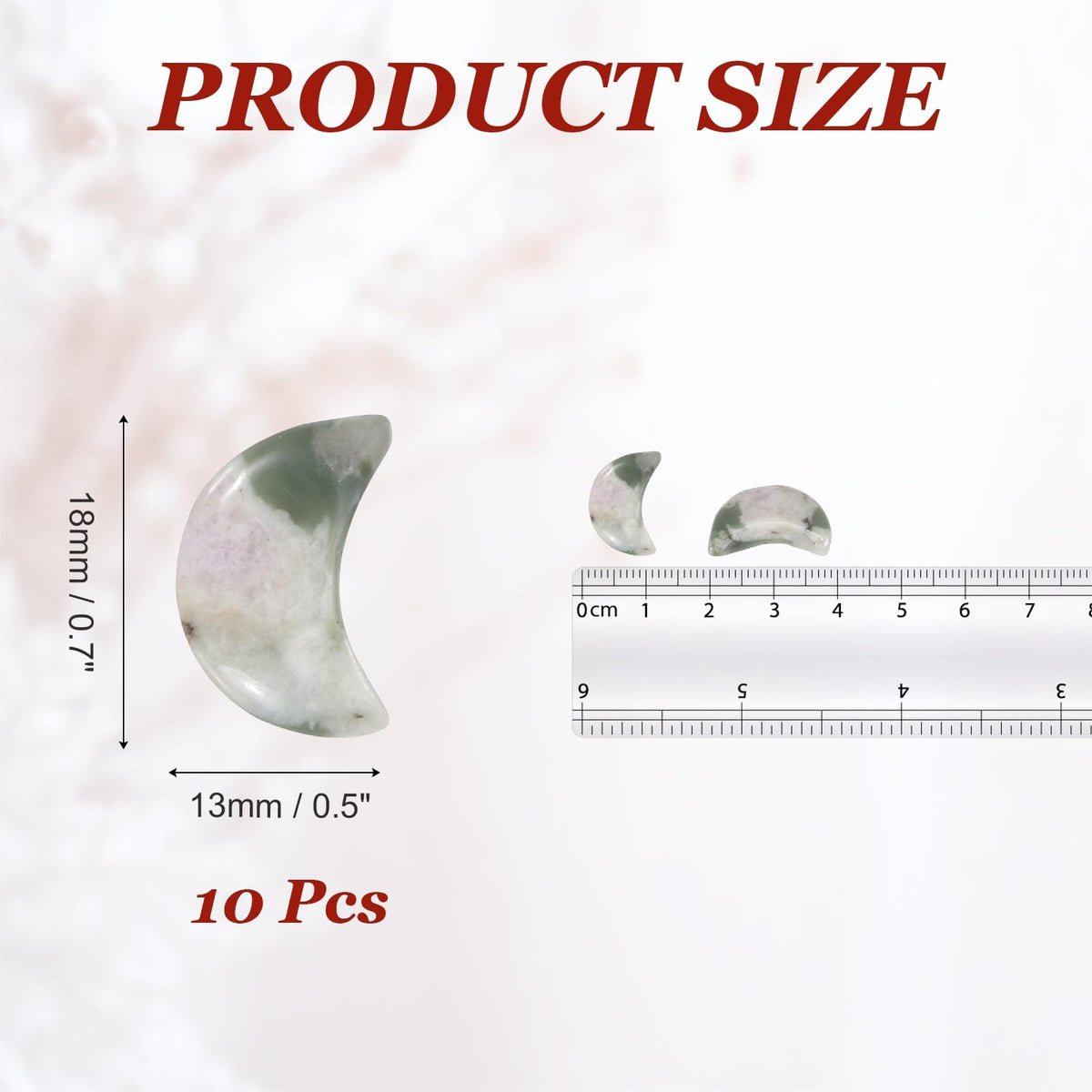 MECCANIXITY 10 Pcs Moon Crystal Worry Stone, 0.5 Inch Length Natural Lucky Jade Moon Gemstone Bulk, Carved Pocket Stones for Meditation Balancing Pendant Decor