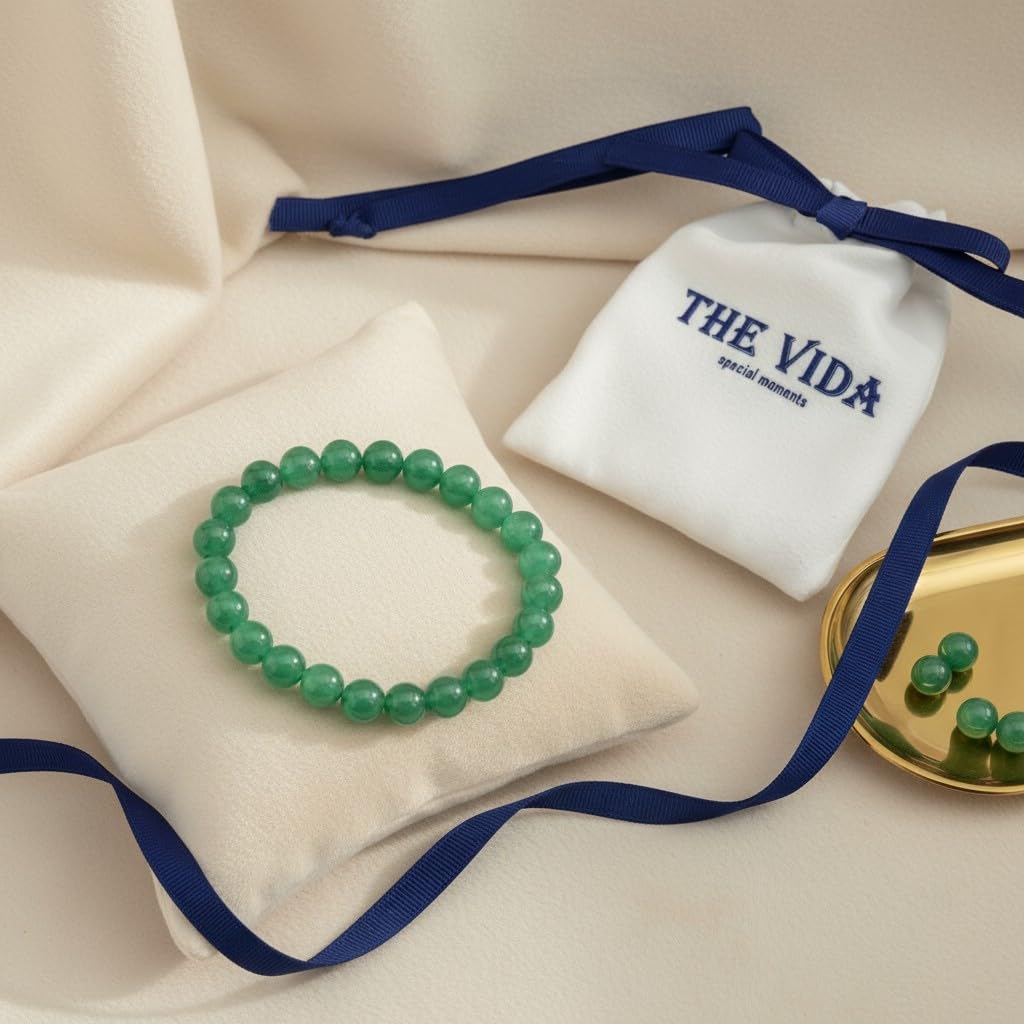 The Vida Handmade AAA+ Quality Crystal Stretch Elastic Bracelet - Nature Gemstone - Jewelry Gift - Holiday Gift - For Women & Men (Aventurine)