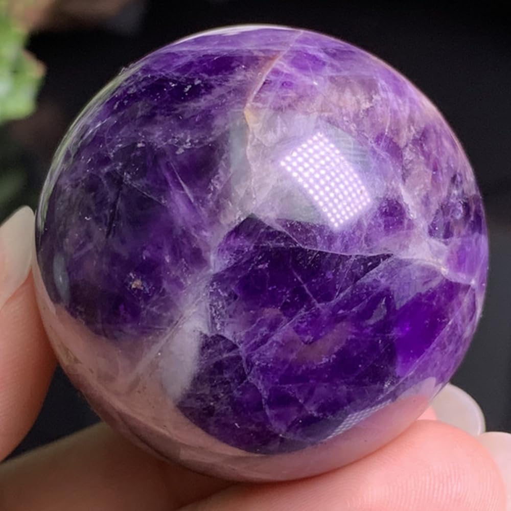 4-5cm/1.57-1.96inch Natural Amethyst Sphere Crystal Ball Hand Polished Decorative Sphere Healing Crystals Ball Healing Stone Crafts Fengshui Home Decoration Collect Gifts (40-50mm, Amethyst)
