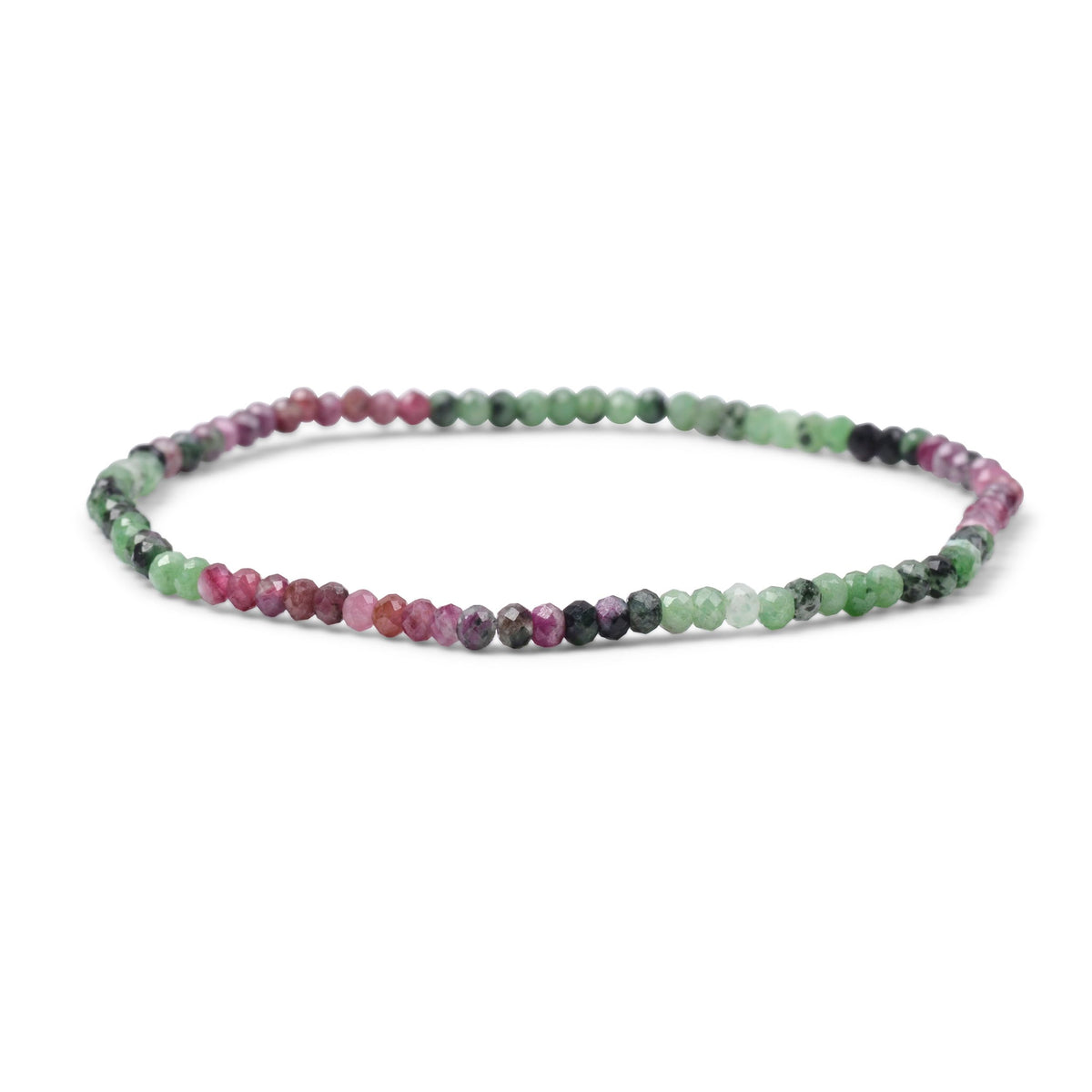 Bling Jewelry Genuine Natural Tiny Rose Ruby Green Zoisite Faceted Ombre Multicolor Petite Seed Caviar Rondelle Beads Stretch Bracelets For Women Teens Stackable Set of 3 Strands