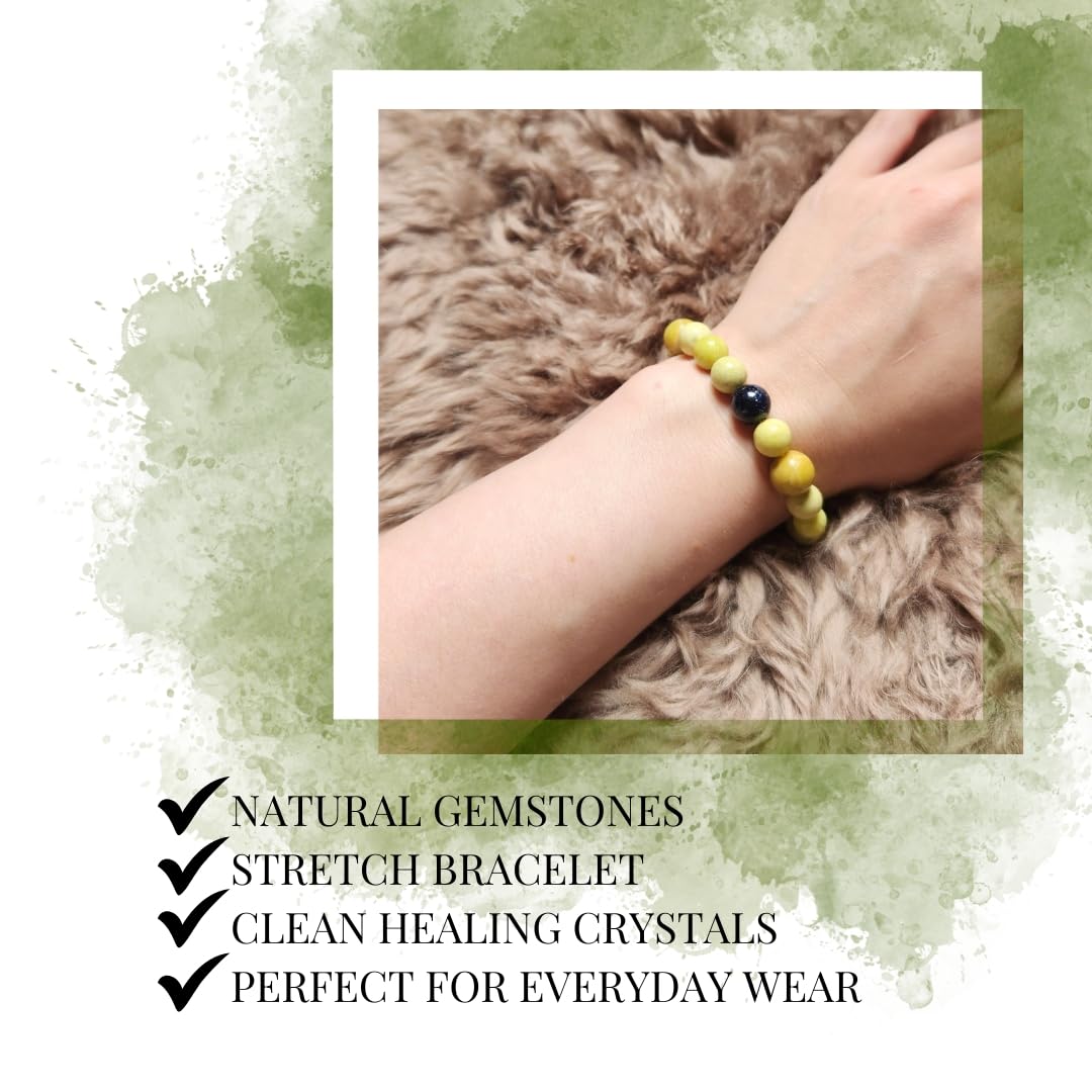 Handmade Jewelry: Crystal Bracelets for Women with Natural Gemstones - Boho Gifts by IMEL Studio (Indigo & Lime Beauty Jade bracelet for balance and stability)