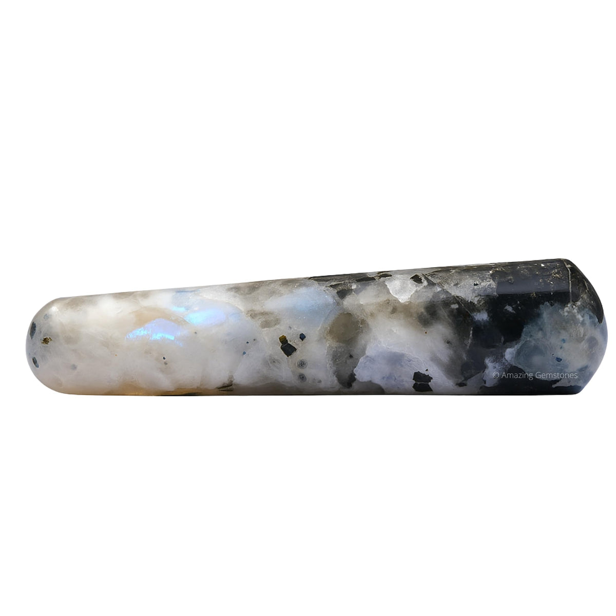 Amazing Gemstone Rainbow Moonstone Crystal Wand Massage Stick - Pelvic Wand Gua Sha for Adults - Crystals and Healing Stones Massage Wands for Adults Gifts (Smooth)