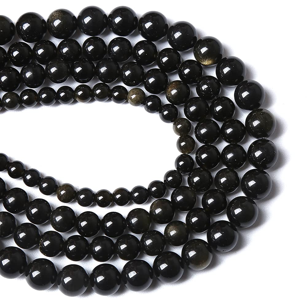 4MM 86PCS Natural Stone Golden Obsidian Loose Spacer Beads for Jewelry Making DIY Bracelet