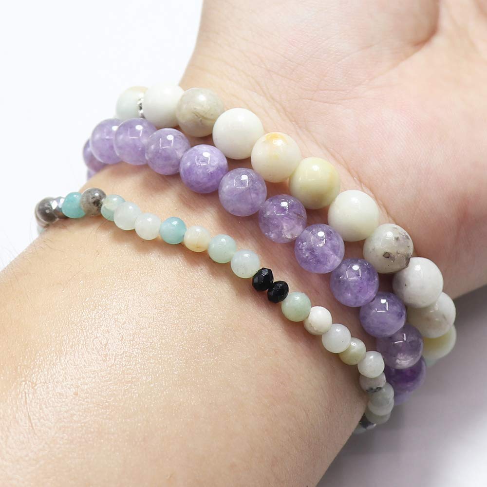 UEUC Tree of Life Yoga Healing Stone Bracelets,Multilayer Lotus Chakra Stone Reiki Bracelet Sets,Anxiety Crystal Natural Stone,for Women Stress Relief