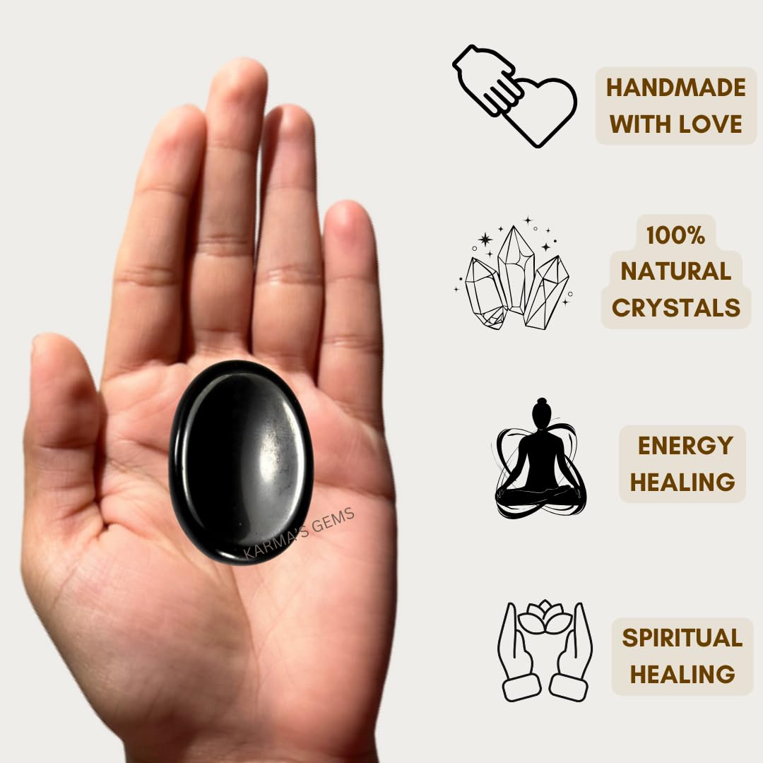 Black Obsidian - Rubbing Natural Thumb Worry Stone - Hold in Your Hand for Relaxation or Anxiety Relief - Enhance Meditation, Aid in Healing the Mind, Body and Spirit