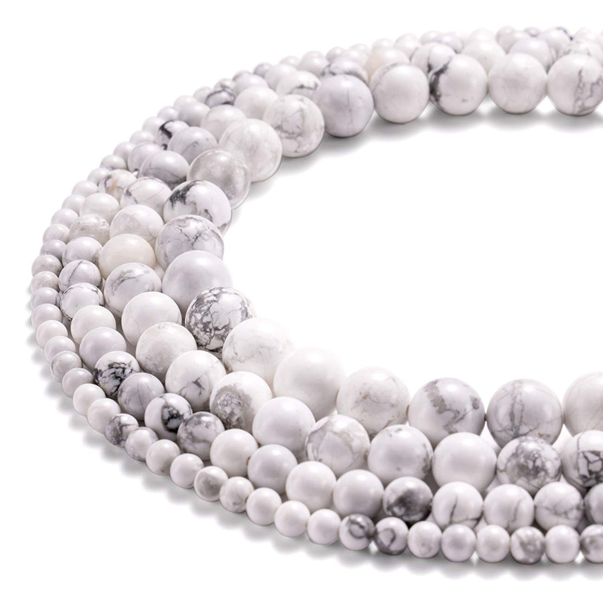 BEADIA Natural White Howlite Stone Round Loose Semi Gemstone Beads for Jewelry Making 4MM 89PCS