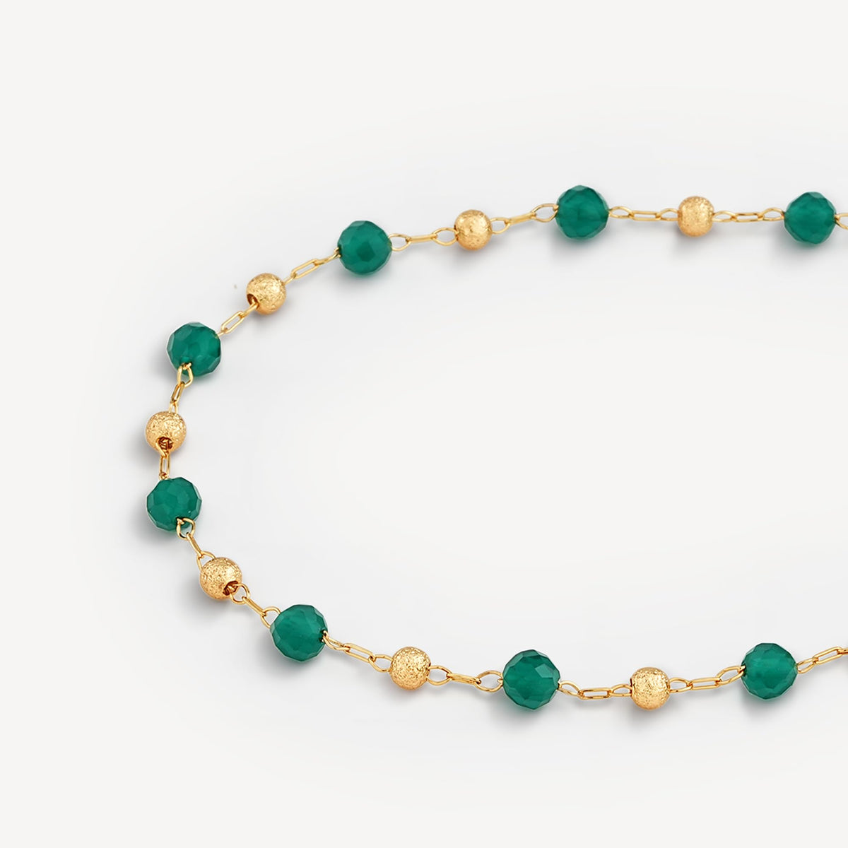 MEVECCO Gold Bracelet for Women 18K Gold Plated Green Agate Stone Custom Handmade Mixed Beads Charm Chain Bracelet Stack Jewelry Gifts