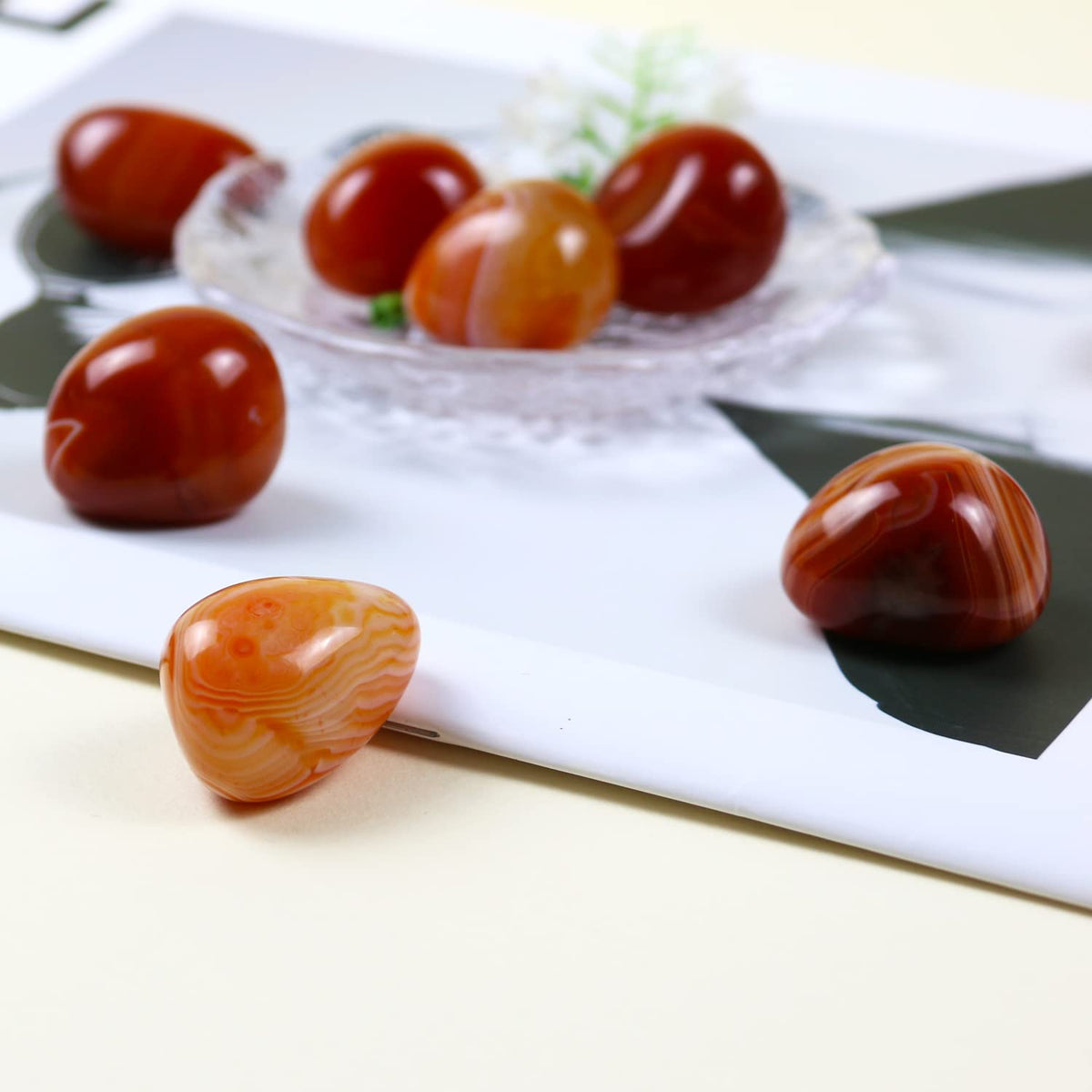 Namzi 10 Packs of Brazilian Tumbled Polished Natural Carnelian Crystal, Crystals and Healing Stones Quartz Bulk for Wicca, Reiki, Healing Energy, Chakra Stones, Witchcraft Supplies(0.5LB)