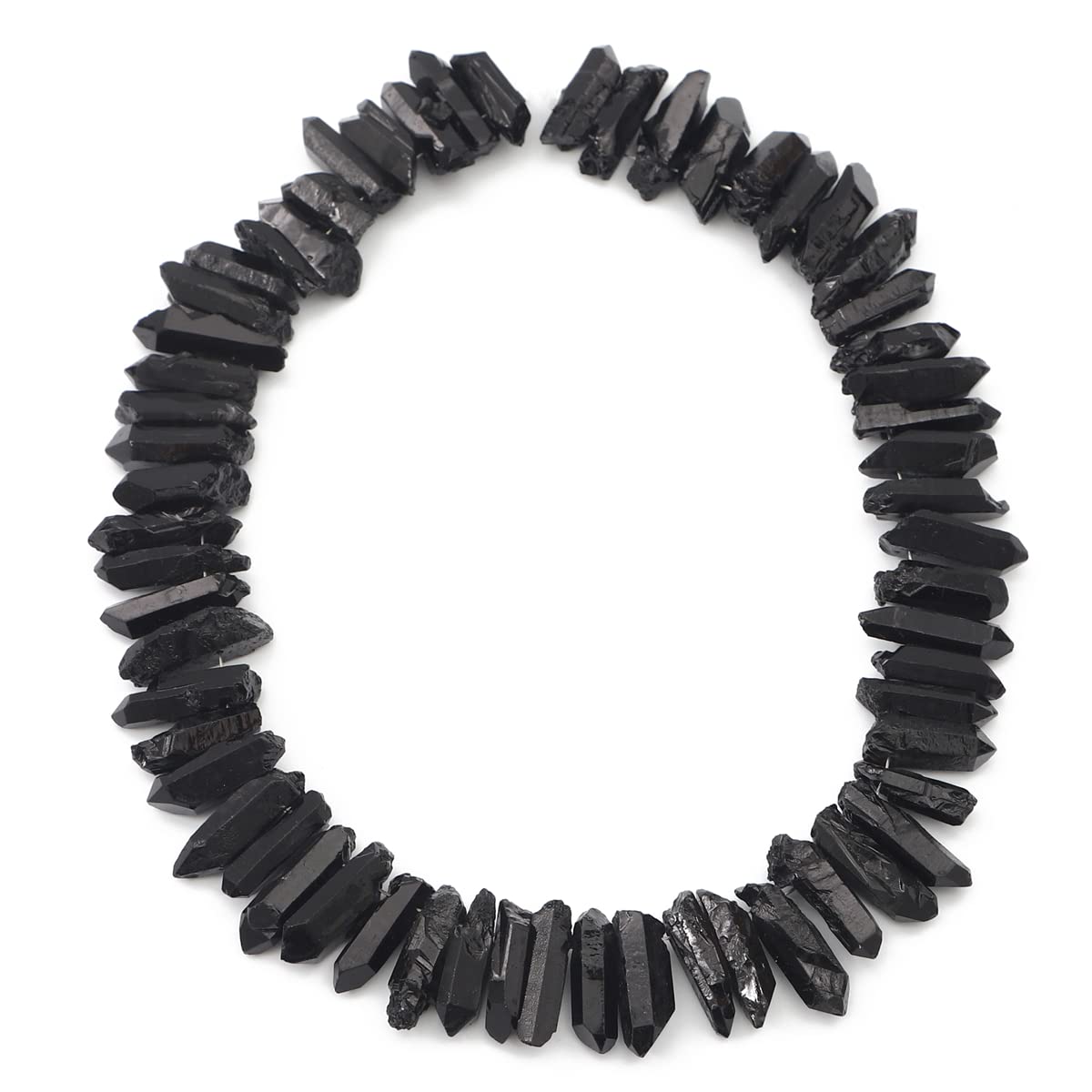 BEADIA Black Titanium Coated Crystal Quartz Spike Point Stick Beads Rough 1.0"-1.5" for Jewelry Making 15 Inch/Strand