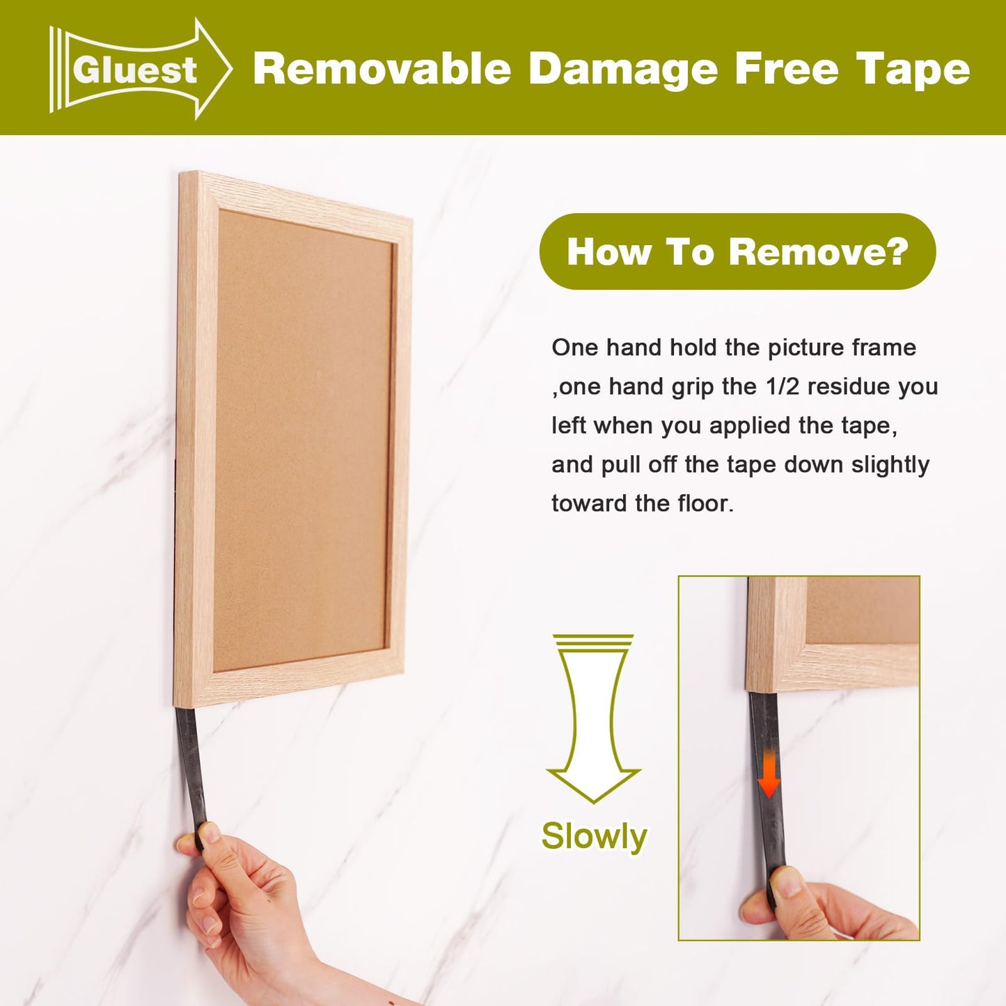 Double Sided Tape Heavy Duty, 1IN x 16.5FT Removable Mounting Tape, No Damage Wall Tape Damage Free Picture Hanging Strips, Strong Adhesive Strips Foam Tape for Poster Art Craft Home Office Decor