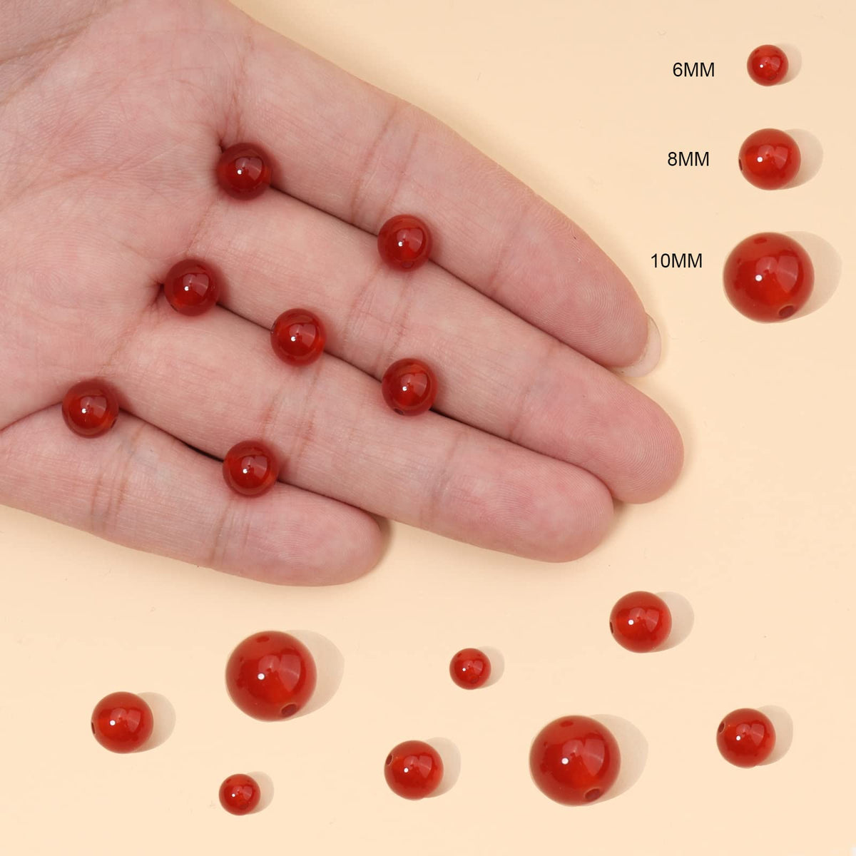 60pcs 6mm Natural Red Agate Gemstone Beads Energy Healing Crystal Round Loose Stone Beads for Jewelry Making, DIY Bracelets Necklaces