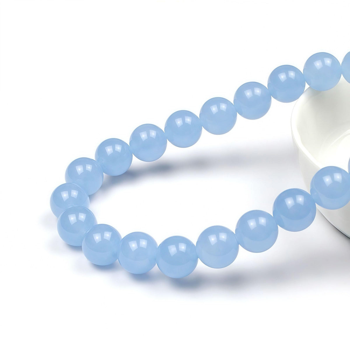 MJDCB Natural Aquamarine Chalcedony Round Loose Beads for Jewelry Making DIY Bracelet Necklace (10mm)
