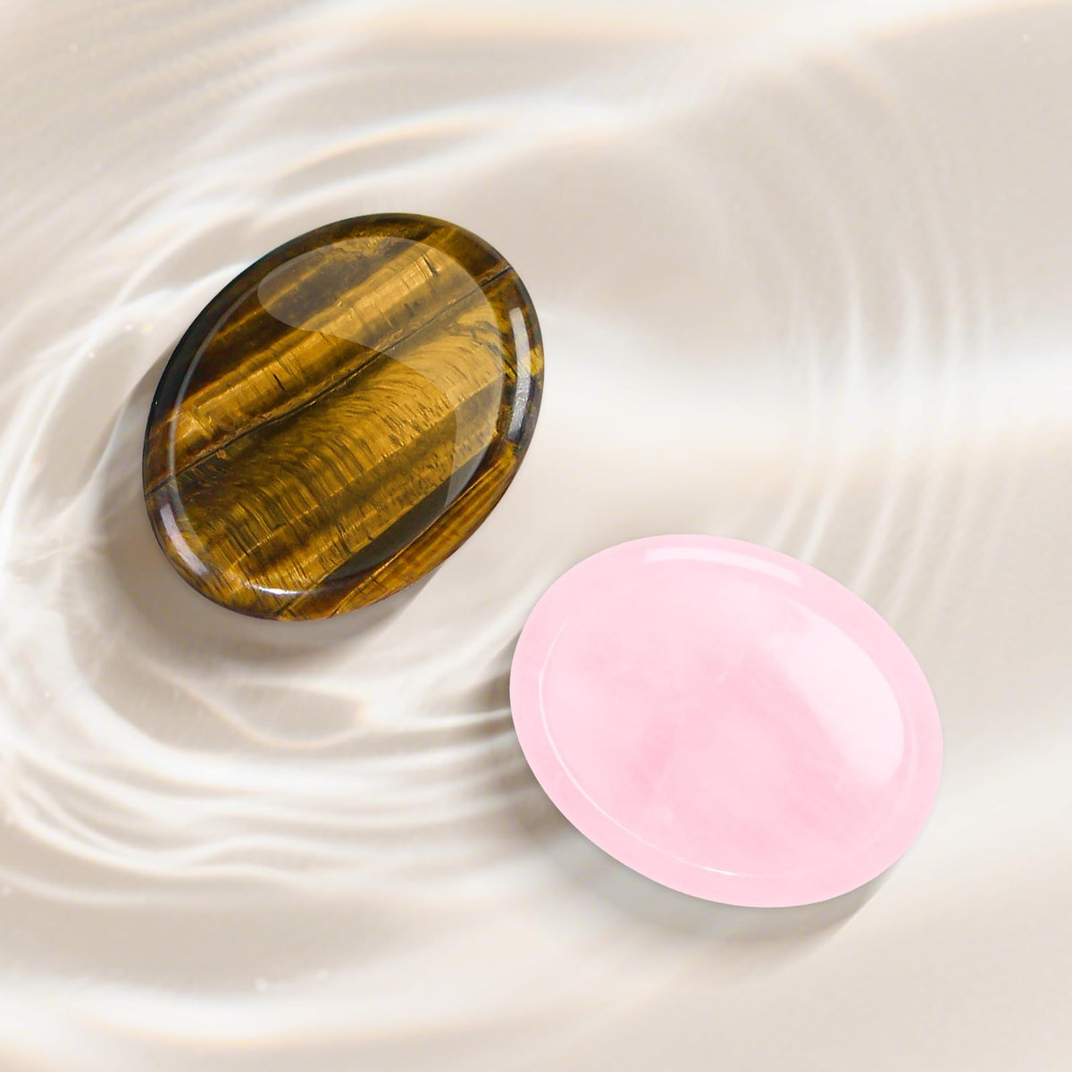 Tiger Eye & Rose Quartz Worry Stones for Anxiety, Worry Stone, Worry Stones Bulk, Palm Stone, Natural Crystals and Healing Stones, Stress Meditation Crystal