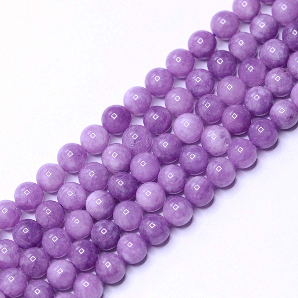 PLTbeads Gorgeous Purple Dyed Jade Natural Gemstone Loose Beads 6mm Smooth Round Approxi 15 inch DIY Bracelet Necklace for Jewelry Making