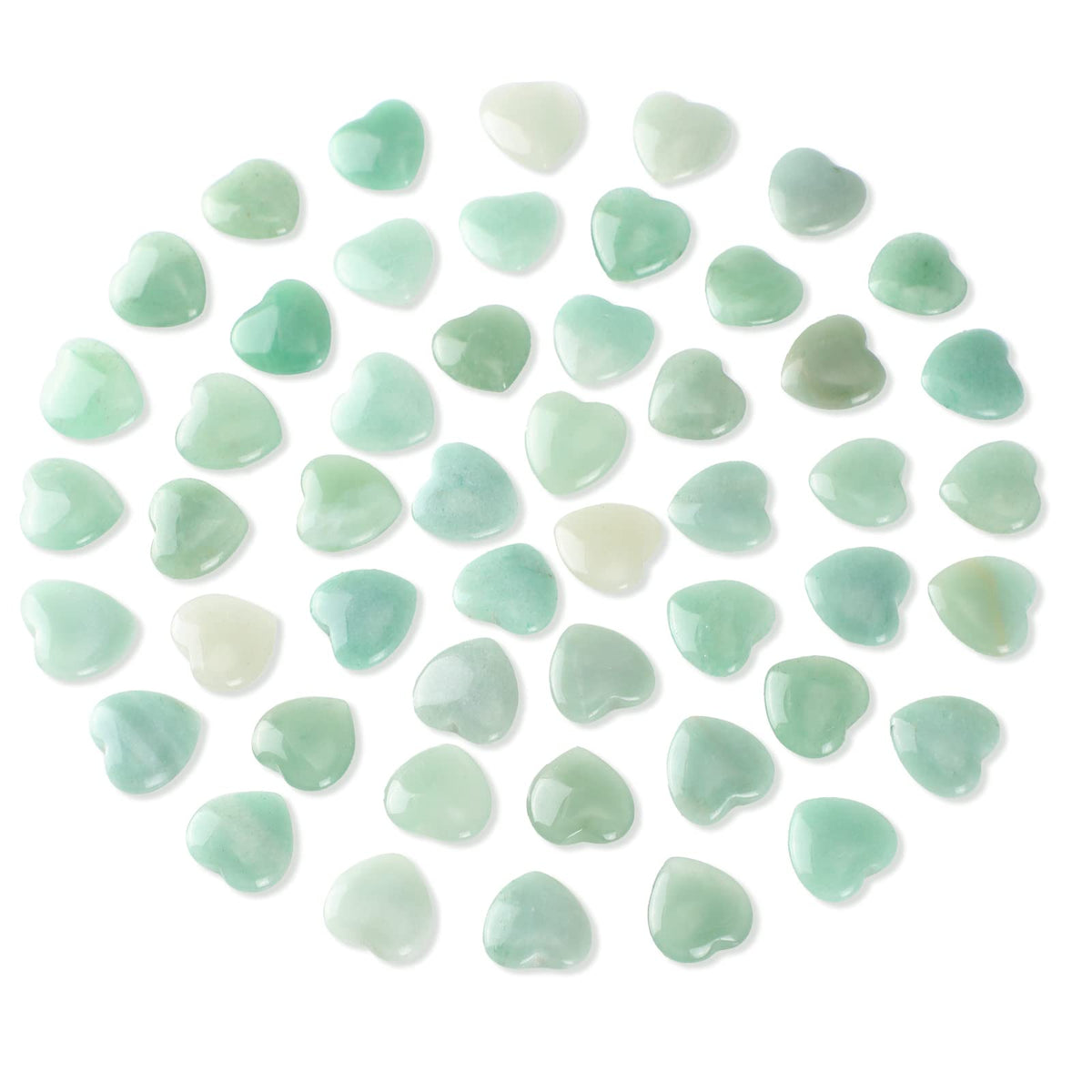 Gerrii 50 Pcs Heart Healing Stone Bulk Quartz Heart Inspirational Stones Gift for Women Love Pocket Polished Natural Energy Balancing Meditation 0.8 Inch(Green)