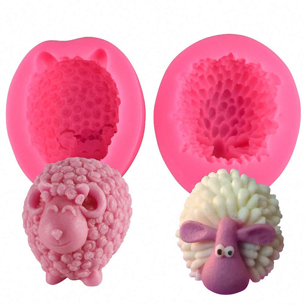 3D Sheep Shape Silicone Chocolate Mold DIY Goat Candy Fondant Molds Handmade Soap Candle Cake Decorating Mould (Set of 2)