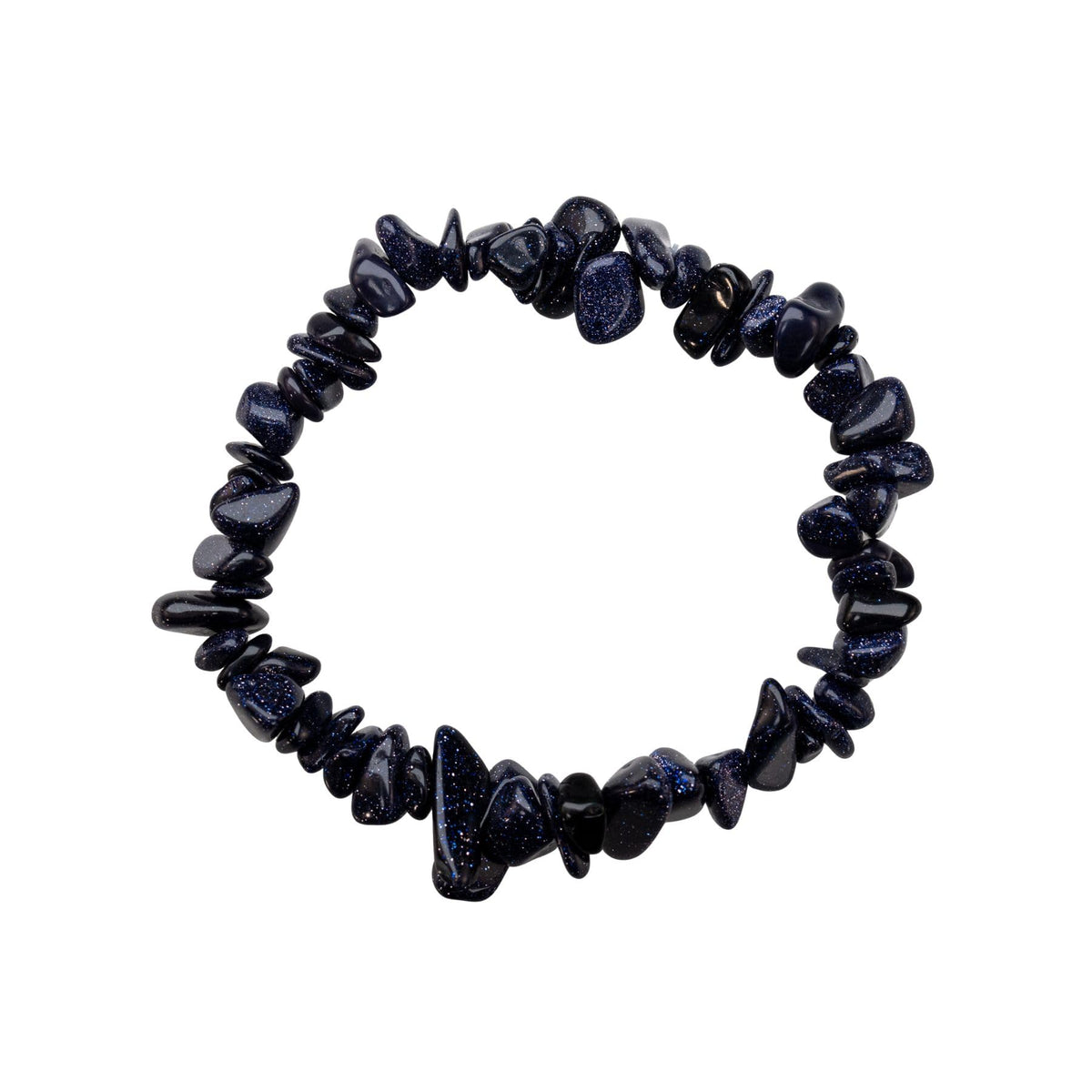 Natural Gemstone Bracelets, Chakra Crystal Healing Chip Stretch Bracelets, Gemstone Polished Irregular Crystals, Crystal Irregular Chips Beads Stretch Bracelets (Blue Goldstone)