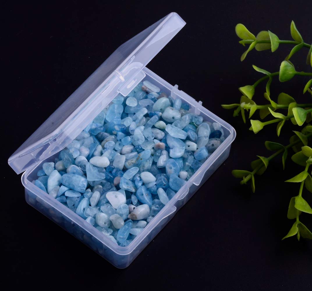 Natural Chip Stone Beads 5-8mm About 400 Pieces Irregular Gemstones Healing Crystal Loose Rocks Bead Hole Drilled DIY for Bracelet Jewelry Making Crafting (5-8mm, Aquamarine)