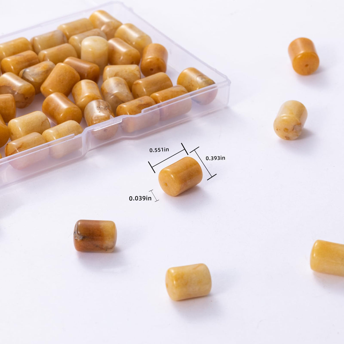 Natural Yellow Jade Cylinder Tube Beads 10x14mm 38cm/str Loose Semi Gemstone Stone Beads for Making Bracelets Necklace