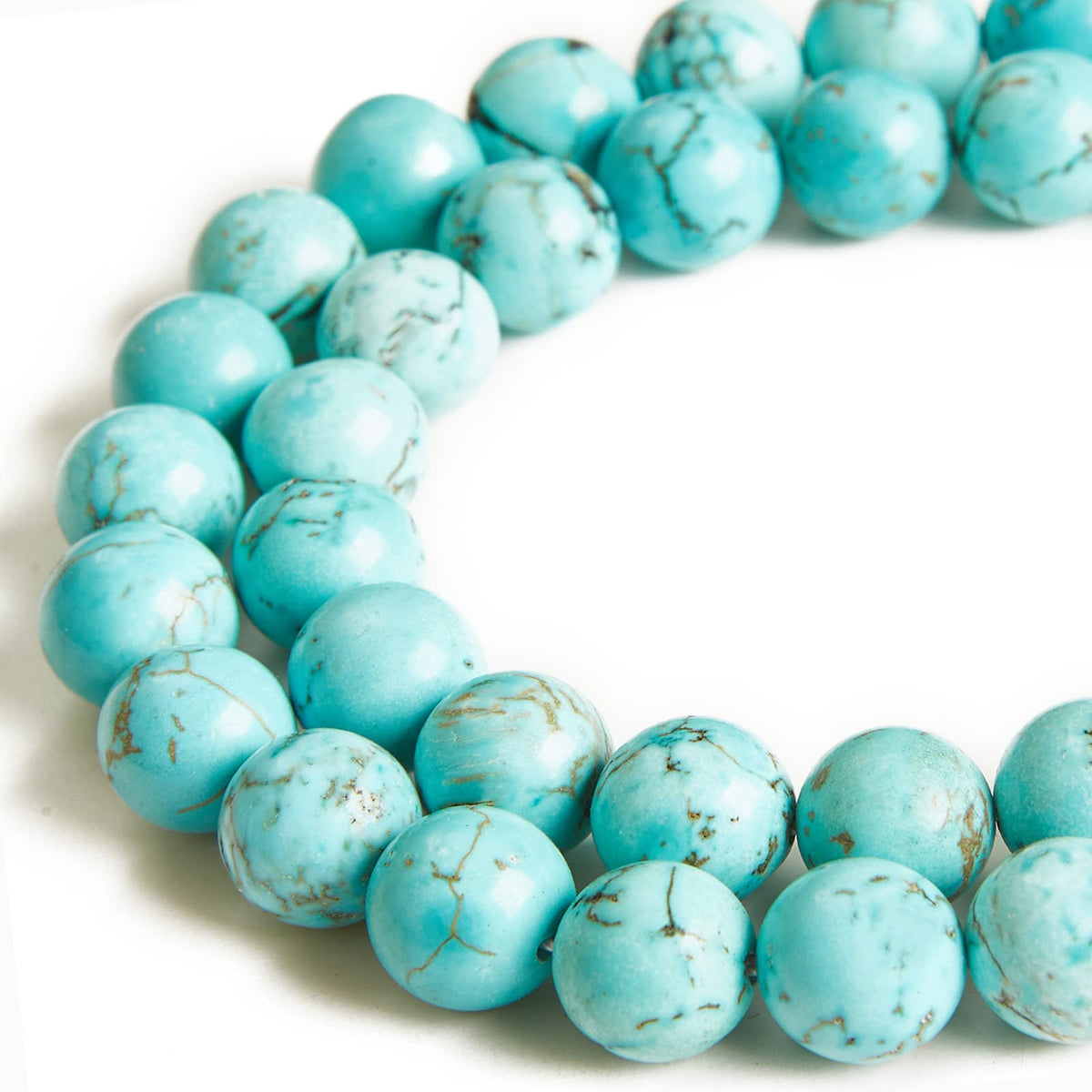 45pcs 8mm Natural Turquoise Beads Gemstone Beads Round Loose Beads for Jewelry Making