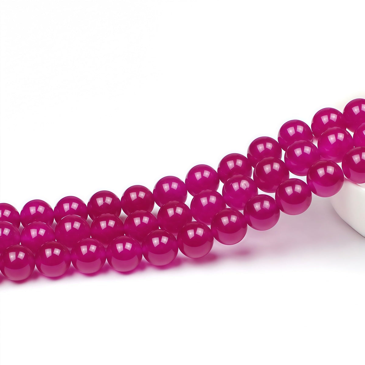 MJDCB Natural Rose Red Jade Round Loose Beads for Jewelry Making DIY Bracelet Necklac (12mm)