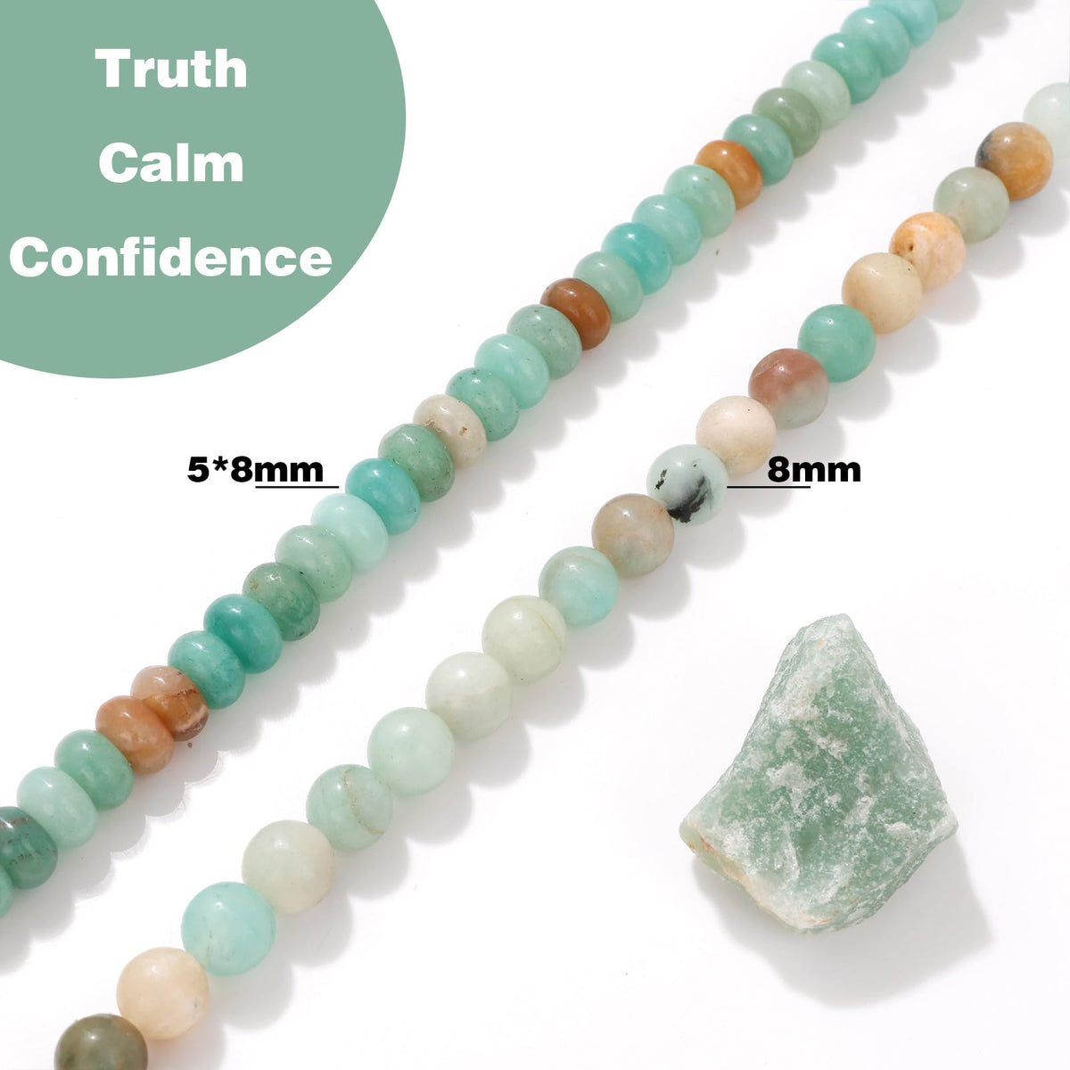 Raicegs 100pcs 5×8mm Rondelle Amazonite Beads Natural Gemstone Beads Abacus Disk Stone Loose Beads for Jewelry Making DIY Bracelets Necklace