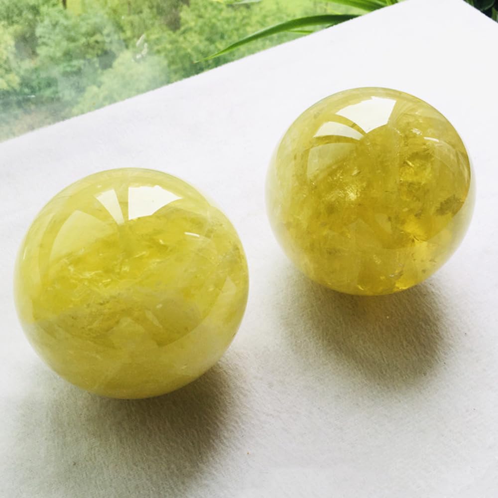 AierCrystal 6-7cm/2.36-2.75inch Citrine Ball Polished Natural Yellow Crystal Sphere Decorative Sphere Healing Crystals Ball Healing Stone Crafts Home Decor Ornament Gifts (Citrine 60-70mm)