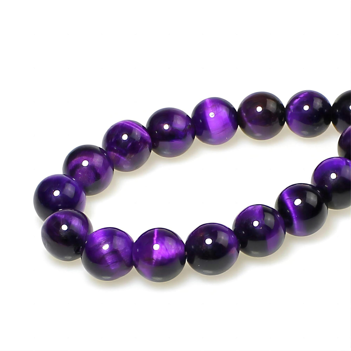 MJDCB Stone Beads 8mm 43pcs Round Purple Tiger's Eye Loose Gemstone Bead Charms for Jewelry Making Bracelet Necklace Earring Pendant