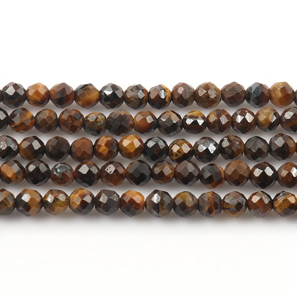 Song Xi 180pcs 2mm Natural Yellow Tiger Eye Gemstone Beads Faceted Round Loose Stone Beads for Jewelry Making