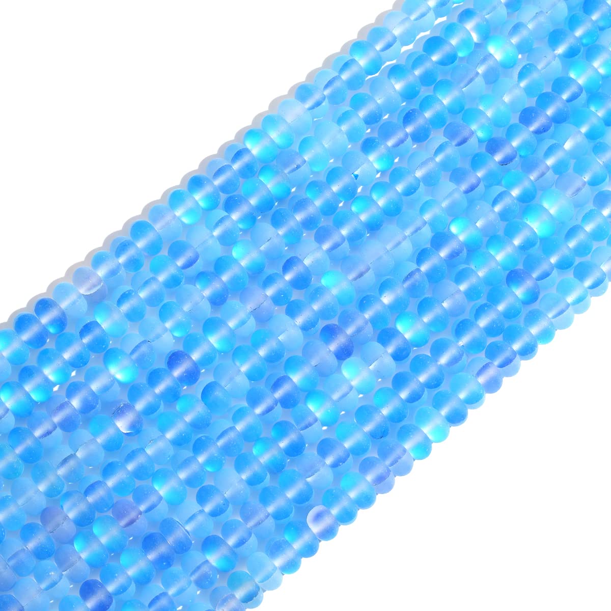 5x8mm Dark Blue Matte Aurora Crystal Glass Beads Loose Rondelle Disc Beads Frosted Moonstone for Jewelry Making