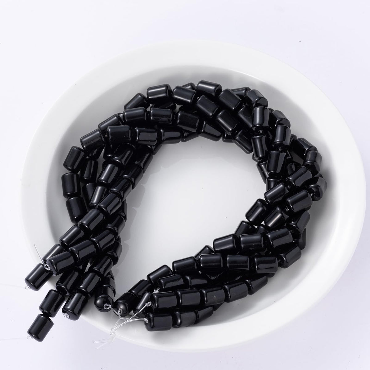 Natural Black Agate Cylinder Tube Beads 10x14mm 38cm/str Loose Semi Gemstone Stone Beads for Making Bracelets Necklace