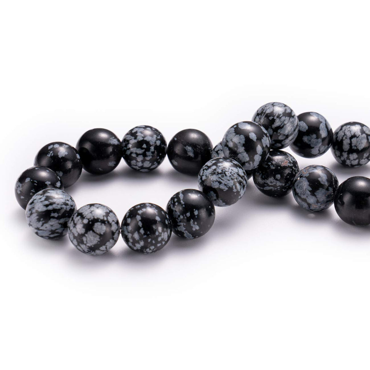 BEADIA Natural Snowflake Obsidian Stone Round Loose Semi Gemstone Beads for Jewelry Making 10MM 38PCS