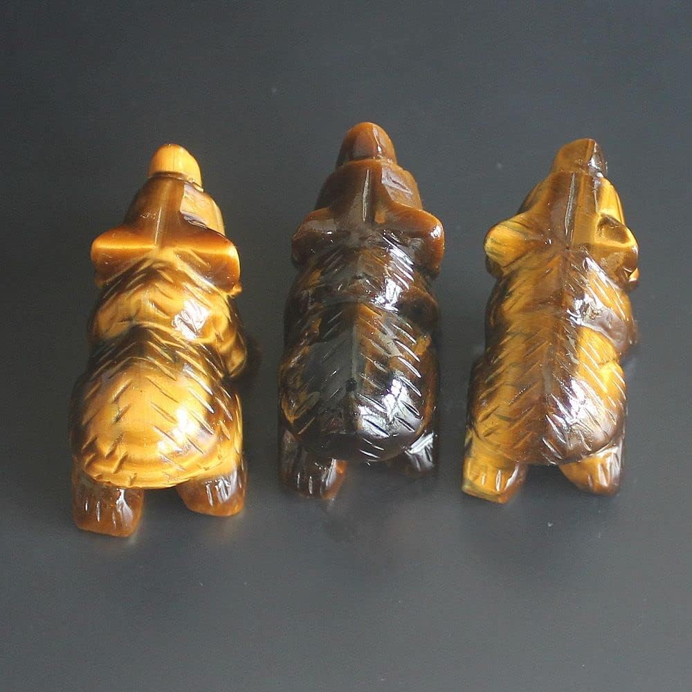 HLbshi Hand Carved Gemstone Crystal Bear Figurine Animal Statue Carving Office Home Decor Collections 2'' (Tiger Eye)