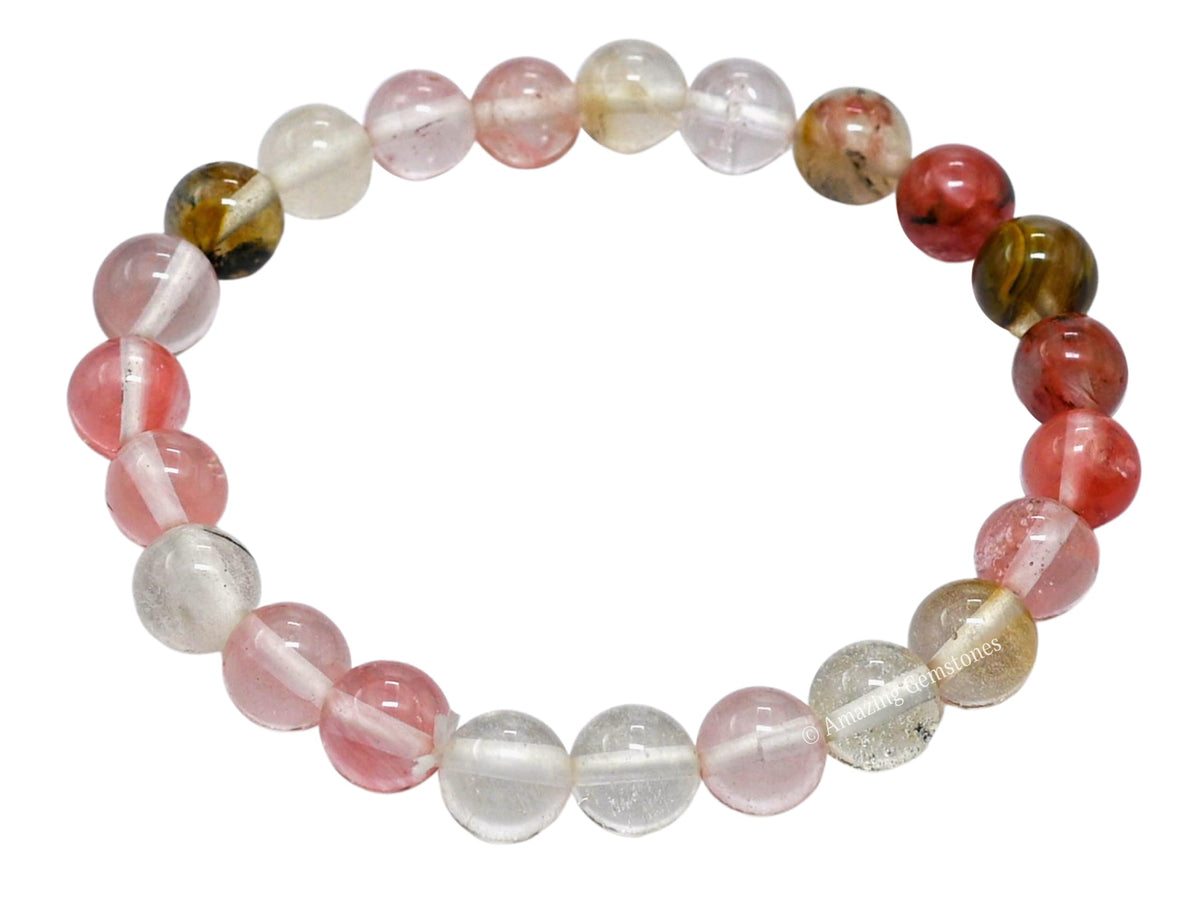 Amazing Gemstone Crystal Bracelet for Women Men's Gifts - Protection Healing Crystal Bracelet - 8mm Gemstone Beaded Stretchable Bracelet Pulseras Para Hombres Mujer Stocking Stuffers Mothers Day Gift (Multi Cherry Quartz)