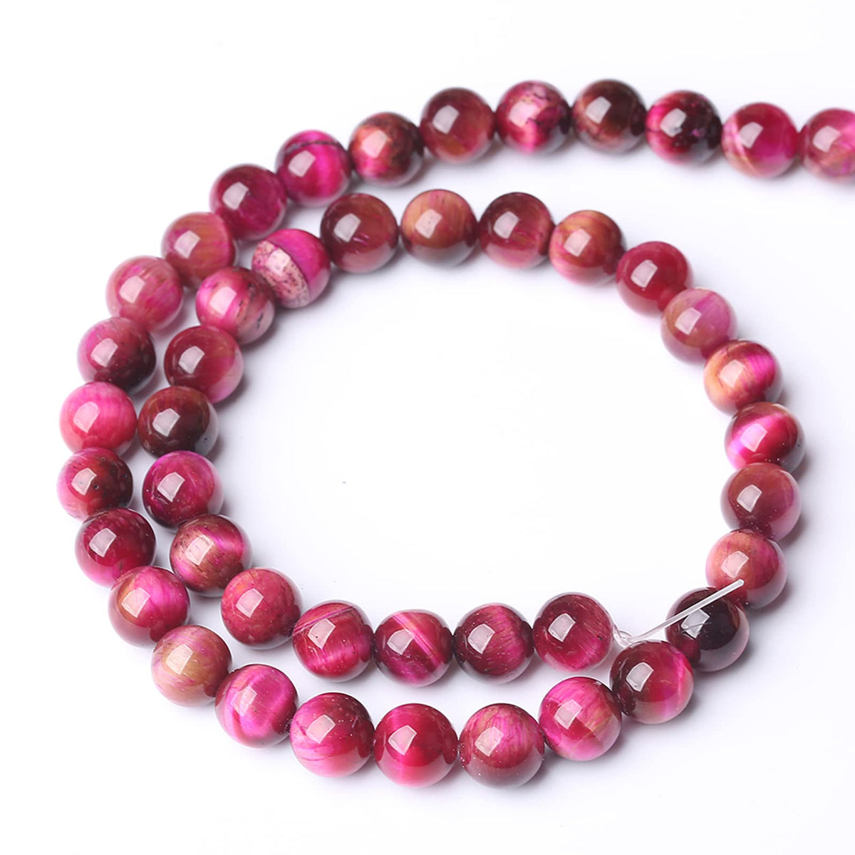 Natural Rose Red Tiger Eye Beads for Jewelry Making Round Loose Stone Beads Semi-Precious DIY Bracelet Necklace 10mm
