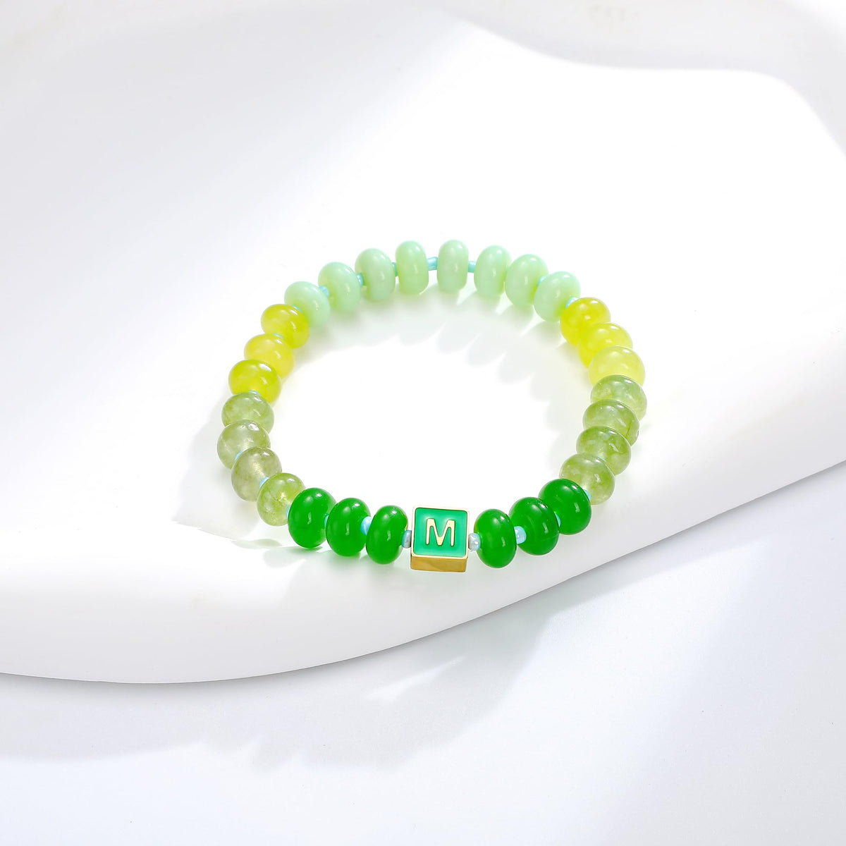 SLYAIH Colorful Beaded Initial Bracelets for Women Boho Crystal Beaded Elastic Stretch Bracelet A-Z Letter Bracelet Handmade Jewelry Gifts for Women