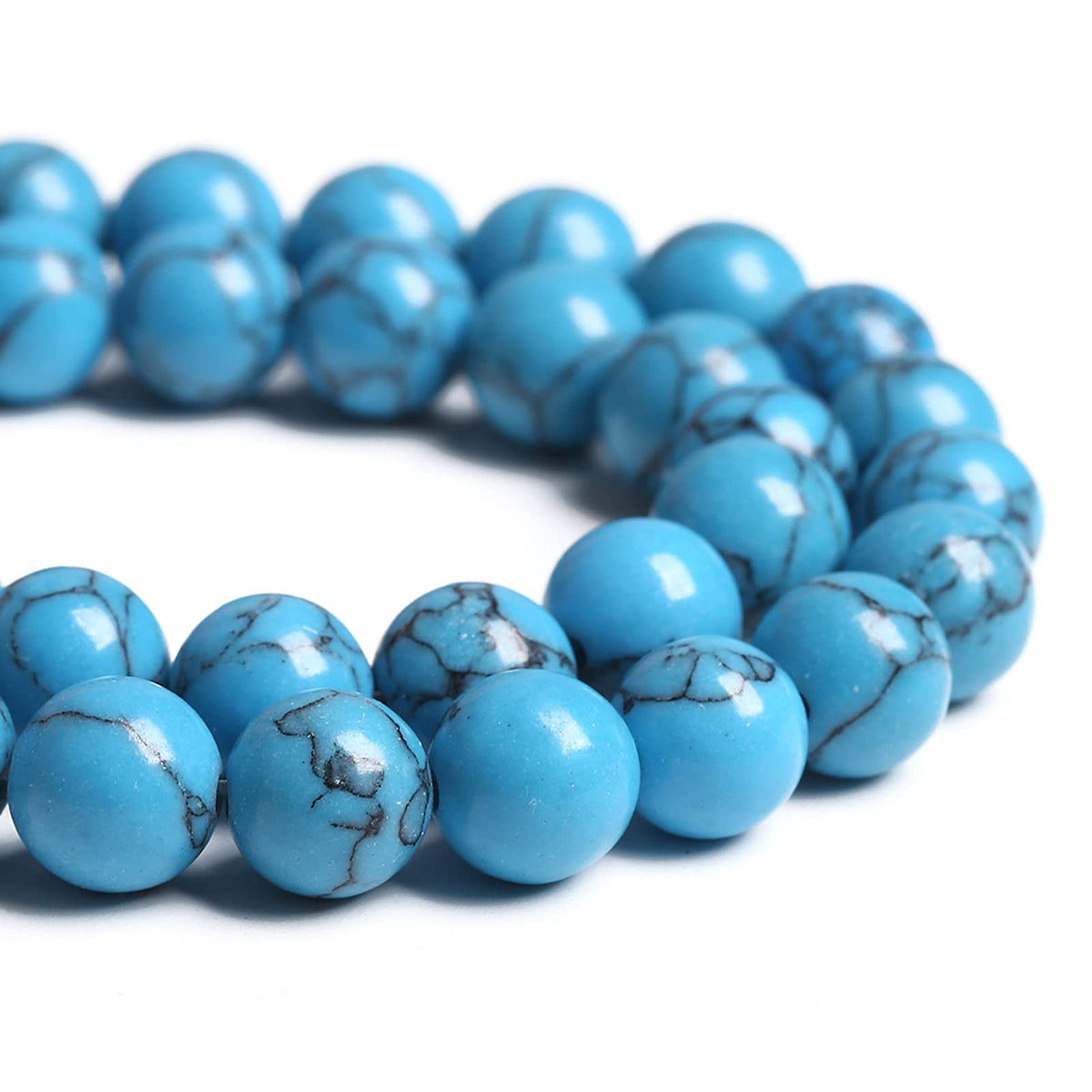 8MM 46PCS Blue Turquoise Spacer Loose Beads for Jewelry Making DIY Bracelet Necklace
