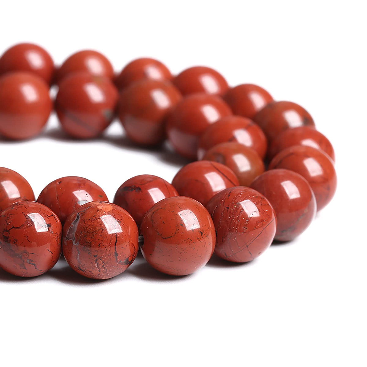 8MM 45PCS Natural Stone Chinese Red Jaspers Spacer Beads for Jewelry Making DIY Bracelet
